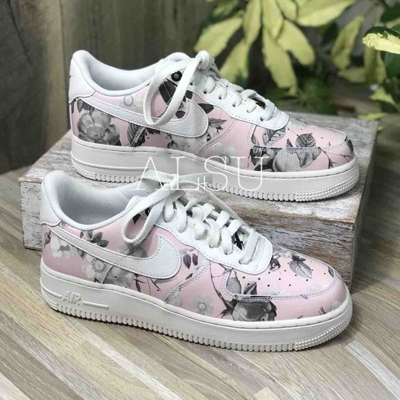 pink flower air force ones